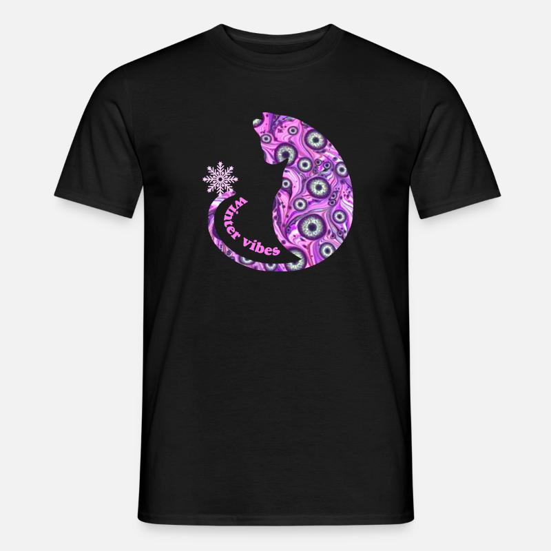 Cat with snowflake E 6 - Men's T-shirt - black