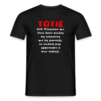 définition du mot tatie - T-shirt homme - noir - Devant - AI Model Male 178 light (178cm)