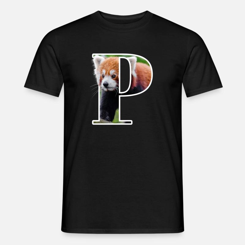 Panda Rot - Männer T-Shirt - Schwarz