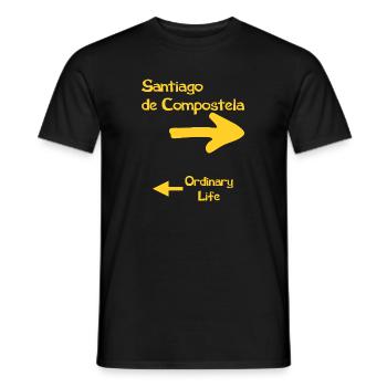 ErSa. Chemin de Saint Jacques et vie ordinaire - T-shirt homme - noir - Devant - AI Model Male 178 light (178cm)