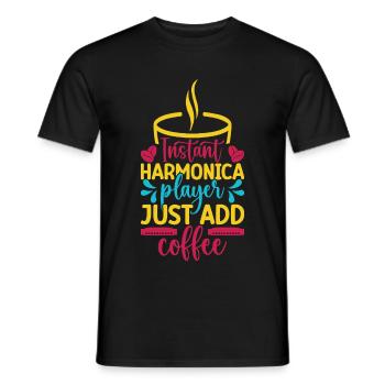 Funny Harmonica Player Instant Just Coffee - Männer T-Shirt - Schwarz - Vorne - AI Model Male 178 light (178cm)