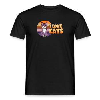 I love cats - Men's T-Shirt - black - Front - AI Model Male 178 light (178cm)