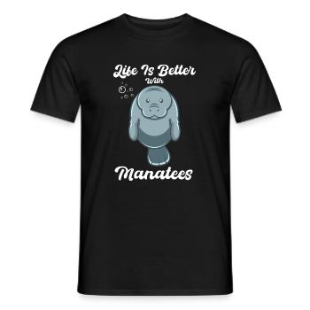 Life With Manatees Cute Looking Sea Animal - Men's T-Shirt - black - Front - AI Model Male 178 light (178cm)