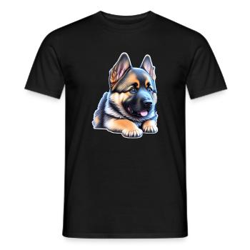 Cute German Shepherd Puppy - Men's T-Shirt - black - Front - AI Model Male 178 light (178cm)
