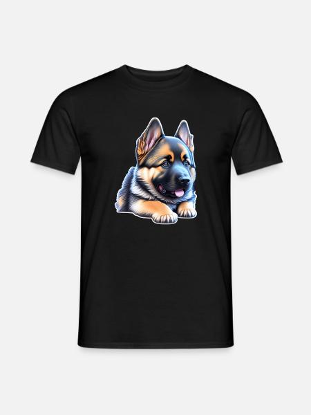 Cute German Shepherd Puppy - Men's T-Shirt - black