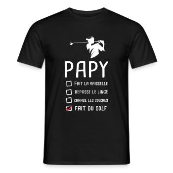 Papy golfer papi golf grandfather funny gift - Men's T-Shirt - black - Front - AI Model Male 178 light (178cm)