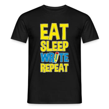 Manger Dormir Écrire Répéter 4 - T-shirt homme - noir - Devant - AI Model Male 178 light (178cm)