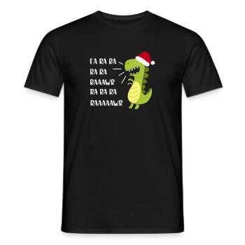 Dino with Christmas cap, Funny Christmas in - Men's T-Shirt - black - Front - AI Model Male 178 light (178cm)