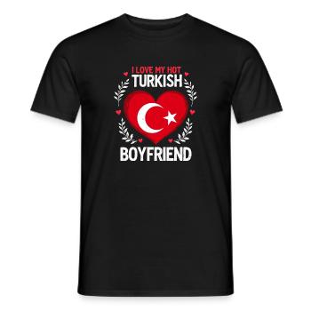 Relation turque - Cœur et drapeau - T-shirt homme - noir - Devant - AI Model Male 178 light (178cm)