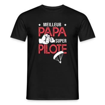 Cadeau papa meilleur papa pilote de parapente - T-shirt homme - noir - Devant - AI Model Male 178 light (178cm)