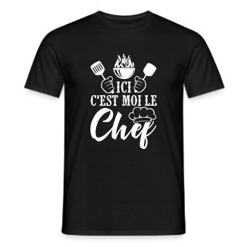 cuisinier cadeau cool chef papa papy cuisinier - T-shirt homme - noir - Devant - AI Model Male 178 light (178cm)