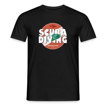 Scuba Diving Patch Logo with Moray Eel - Men's T-Shirt - black - Front - AI Model Male 178 light (178cm)