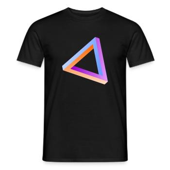 Illusion d'optique triangle impossible - T-shirt homme - noir - Devant - AI Model Male 178 light (178cm)