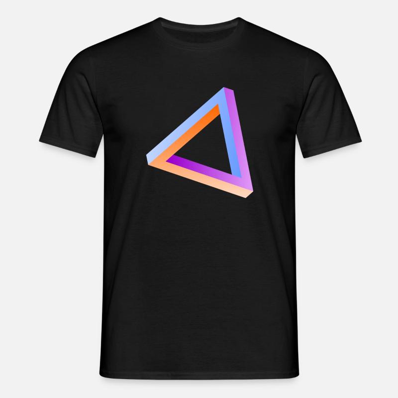Impossible triangle optical illusion - Men's T-Shirt - black
