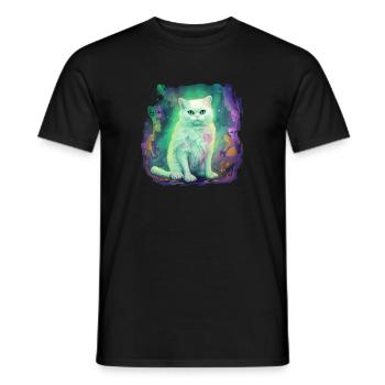 Geist Katze Halloween Horror Gruselig - Männer T-Shirt - Schwarz - Vorne - AI Model Male 178 light (178cm)