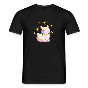 Regenbogen Alpaka Lama Sterne ,Geschenkidee - Männer T-Shirt - Schwarz - Vorne - AI Model Male 178 light (178cm)