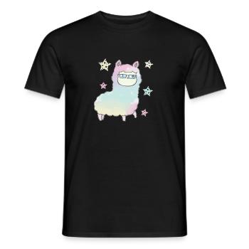 Lama arc-en-ciel alpaga avec des lunettes idée cadeau - T-shirt homme - noir - Devant - AI Model Male 178 light (178cm)