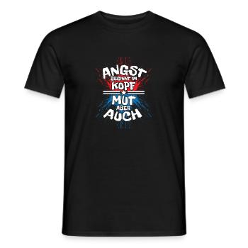 FEAR BEGINS IN THE HEAD MUT BUT ALSO - Men's T-Shirt - black - Front - AI Model Male 178 light (178cm)