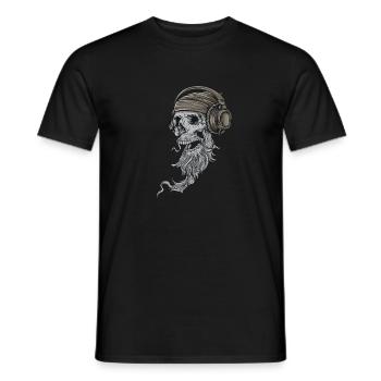 Rocker Skull with Headphones - Rockabilly, Skull - Men's T-Shirt - black - Front - AI Model Male 178 light (178cm)