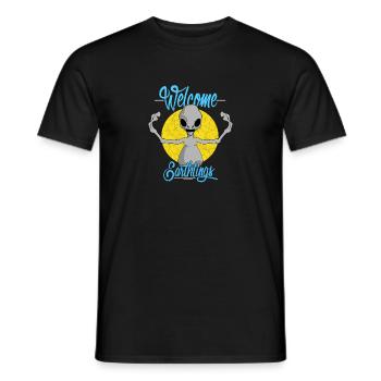 Alien Willkommen Kontakt UFO Witzig Geschenk - Männer T-Shirt - Schwarz - Vorne - AI Model Male 178 light (178cm)