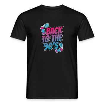 Cassette de tenue de soirée des années 90 - T-shirt homme - noir - Devant - AI Model Male 178 light (178cm)