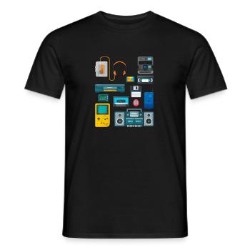 90er Jahre Party Outfit Kostüm Klamotten Kassette - Männer T-Shirt - Schwarz - Vorne - AI Model Male 178 light (178cm)