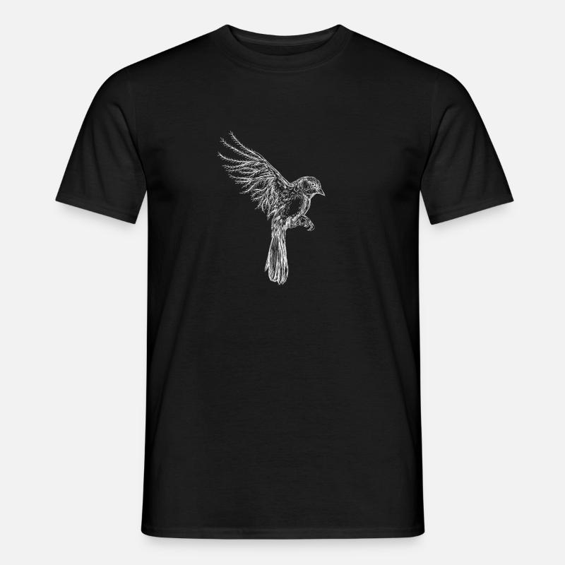 Spatz und Wald - Männer T-Shirt - Schwarz