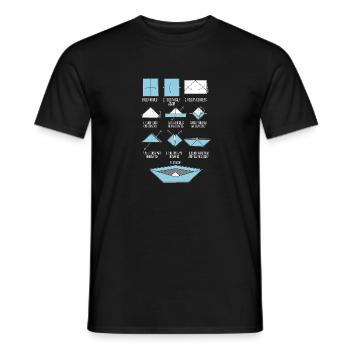 Papierboot Falten Schulzeit Basteln Spaß Geschenk - Männer T-Shirt - Schwarz - Vorne - AI Model Male 178 light (178cm)