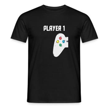 Gamer Father Son Partnerlook Player 1 Player 2 - Men's T-Shirt - black - Front - AI Model Male 178 light (178cm)