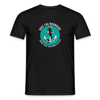 Les sirènes gardent les océans en plastique propre - T-shirt homme - noir - Devant - AI Model Male 178 light (178cm)