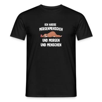 Morgenmuffel Faultier Ich hasse Morgenmenschen - Männer T-Shirt - Schwarz - Vorne - AI Model Male 178 light (178cm)