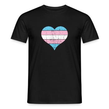 Transgender LGBT Pride heart - Men's T-Shirt - black - Front - AI Model Male 178 light (178cm)