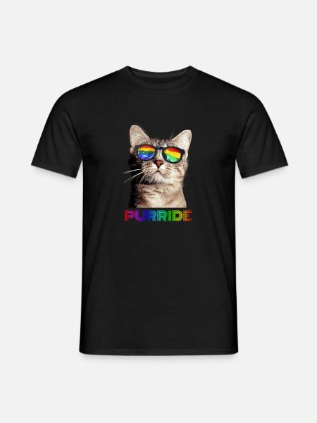 Purride Cat LGBT Gay Pride Parade Rainbow - Men's T-Shirt - black