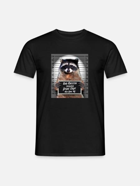 Waschbär Polizeifoto Raccoon im Knast Gefängnis - Männer T-Shirt - Schwarz