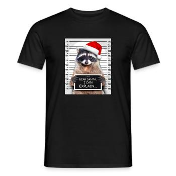 Dear Santa I Can Explain Funny Christmas Raccoon - Männer T-Shirt - Schwarz - Vorne - AI Model Male 178 light (178cm)