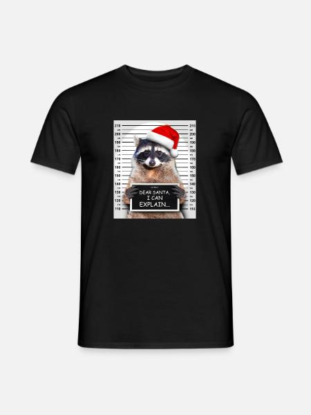 Dear Santa I Can Explain Funny Christmas Raccoon - Männer T-Shirt - Schwarz