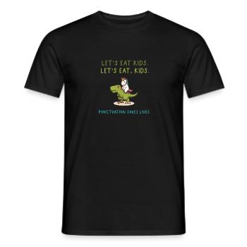 Funny Let's Eat Kids Punctuation Saves Lives - Men's T-Shirt - black - Front - AI Model Male 178 light (178cm)