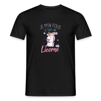 Je M'en Fous je suis une licorne Cadeau - Men's T-Shirt - black - Front - AI Model Male 178 light (178cm)