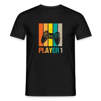 Player 1 Player 2 Gamer Father Son Matching look - Men's T-Shirt - black - Front - AI Model Male 178 light (178cm)