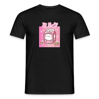 Funny Retro 90s Japan Strawberry Milk Strawberry - Men's T-Shirt - black - Front - AI Model Male 178 light (178cm)