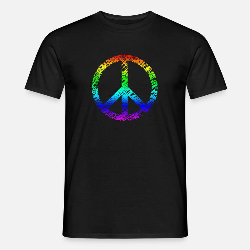 Peacezeichen Regenbogen - Männer T-Shirt - Schwarz