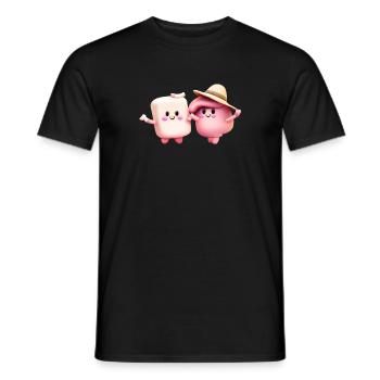 Marshmallow Couple - Men's T-Shirt - black - Front - AI Model Male 178 light (178cm)