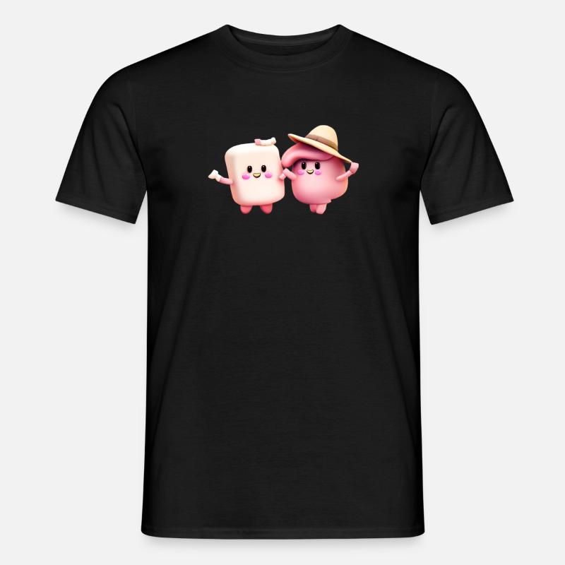 Marshmallow Pärchen - Männer T-Shirt - Schwarz