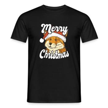Merry Christmas Christmas Fox - Men's T-Shirt - black - Front - AI Model Male 178 light (178cm)