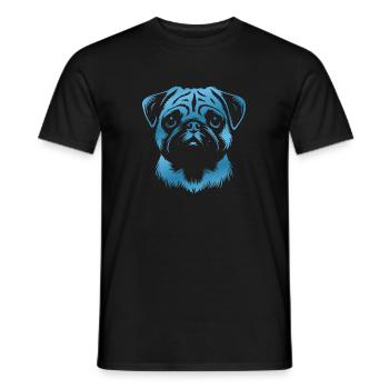 Pug, Dog Head, Drawing Blue - Men's T-Shirt - black - Front - AI Model Male 178 light (178cm)