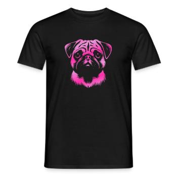 Mops, Hundekopf, Zeichnung pink - Männer T-Shirt - Schwarz - Vorne - AI Model Male 178 light (178cm)