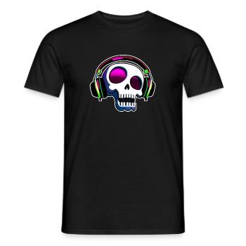 Crazy Skull with Headphones Art - Men's T-Shirt - black - Front - AI Model Male 178 light (178cm)