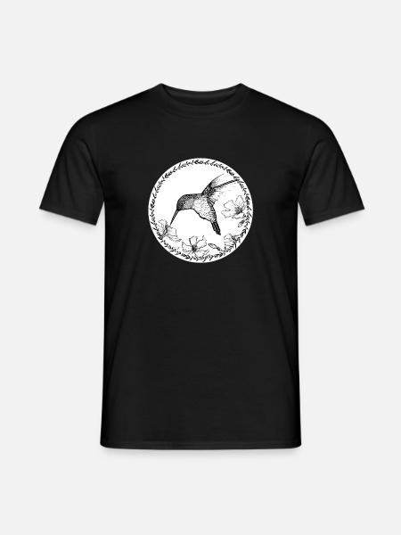 Hummingbird flowers circle - Men's T-Shirt - black
