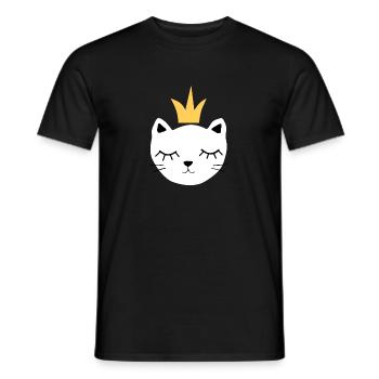 chat blanc avec couronne - T-shirt homme - noir - Devant - AI Model Male 178 light (178cm)