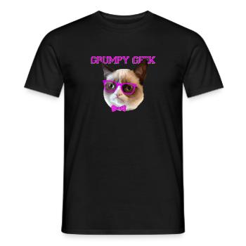 Cute Grumpy Geek Cat Gift - Men's T-Shirt - black - Front - AI Model Male 178 light (178cm)